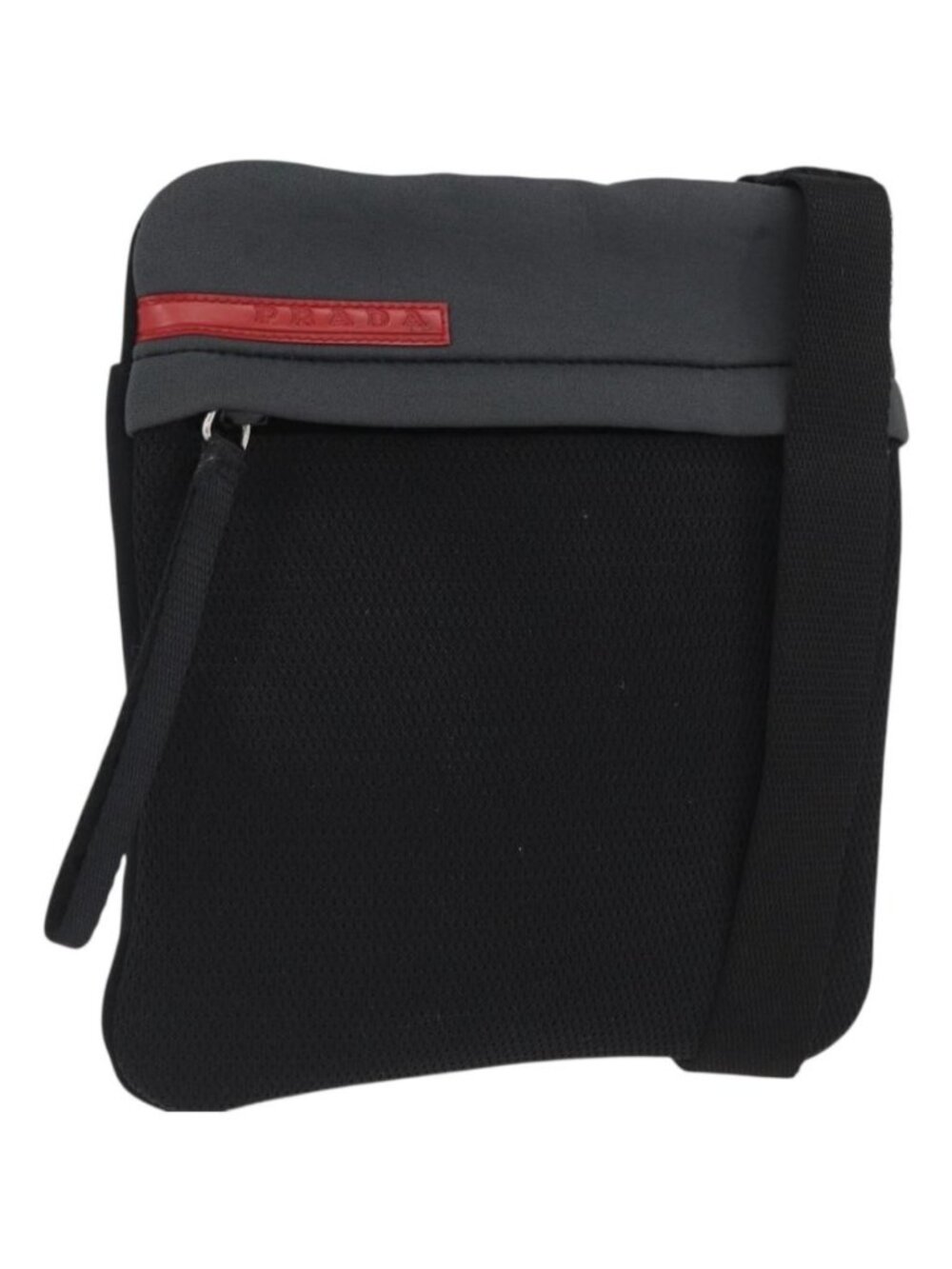 PRADA Sports Shoulder Bag Canvas Black Silver